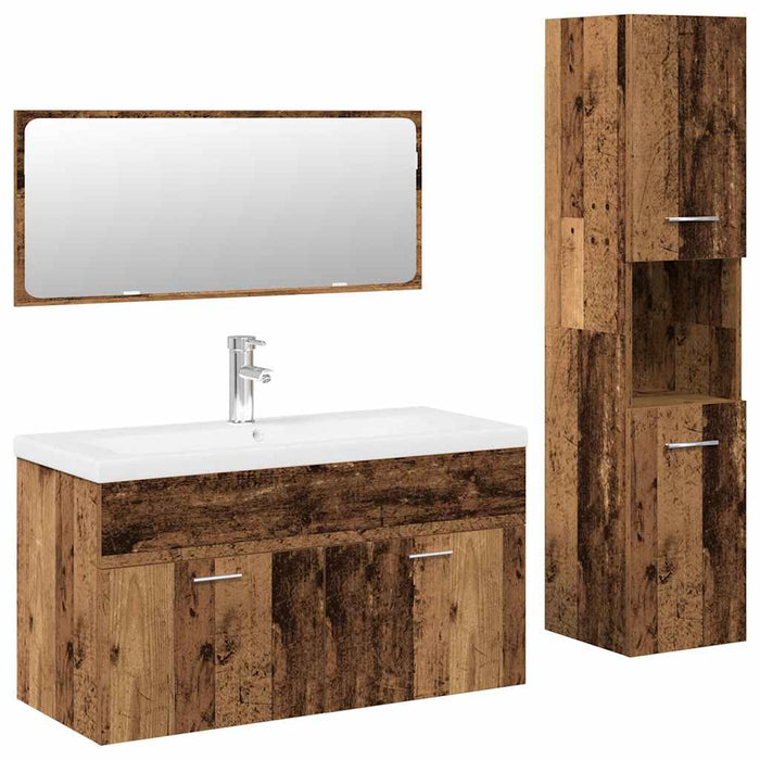 Set mobilier de baie, 4 piese, lemn vechi, lemn prelucrat - WALTI WALTI
