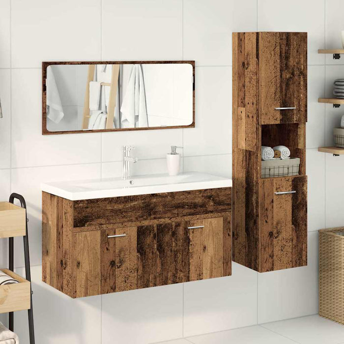 Set mobilier de baie, 4 piese, lemn vechi, lemn prelucrat - WALTI WALTI