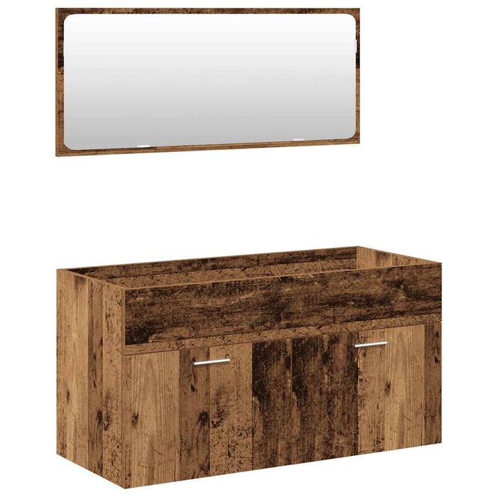 Set mobilier de baie, 4 piese, lemn vechi, lemn prelucrat - WALTI WALTI
