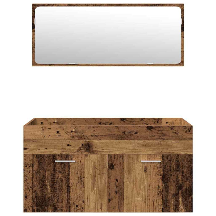 Set mobilier de baie, 4 piese, lemn vechi, lemn prelucrat - WALTI WALTI