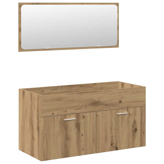 Set mobilier de baie, 4 piese, stejar artizanal, lemn prelucrat - WALTI WALTI