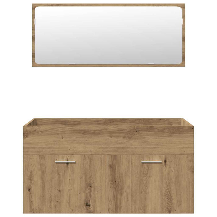 Set mobilier de baie, 4 piese, stejar artizanal, lemn prelucrat - WALTI WALTI