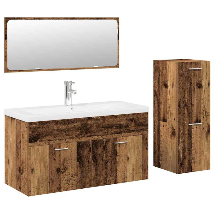 Set mobilier de baie, 4 piese, lemn vechi, lemn prelucrat WALTI