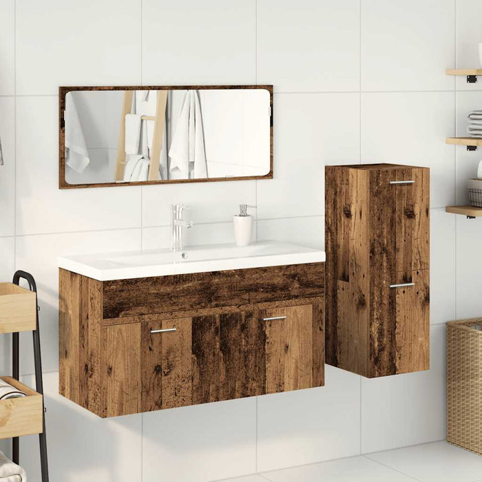 Set mobilier de baie, 4 piese, lemn vechi, lemn prelucrat WALTI