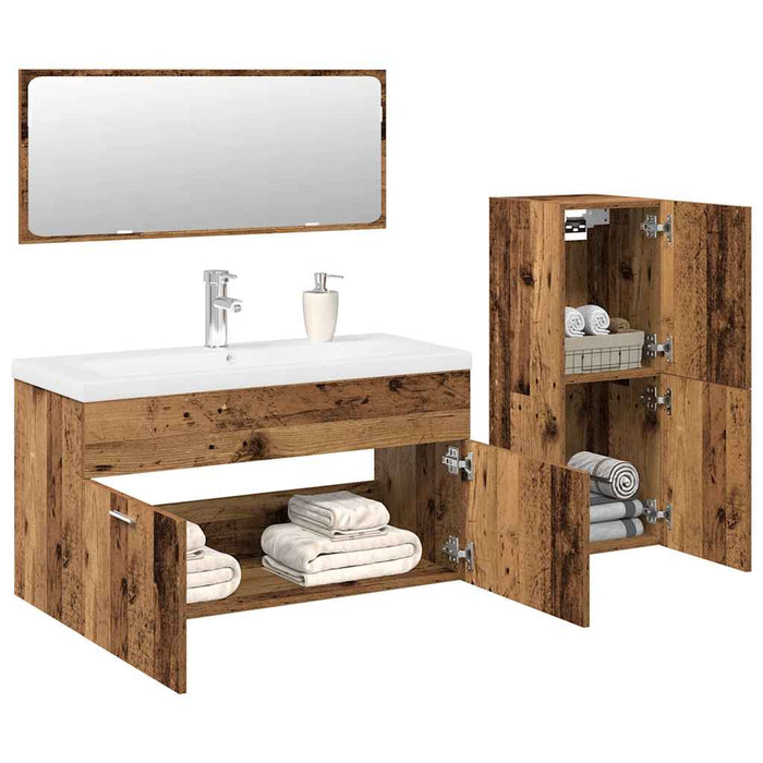 Set mobilier de baie, 4 piese, lemn vechi, lemn prelucrat WALTI