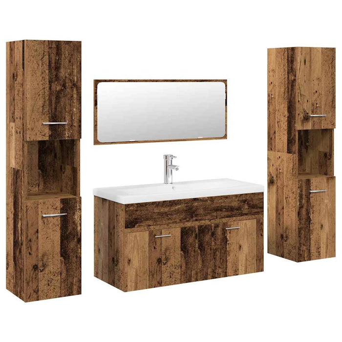 Set mobilier de baie, 5 piese, lemn vechi, lemn prelucrat WALTI