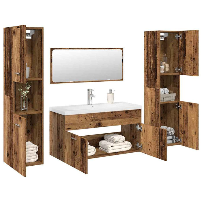 Set mobilier de baie, 5 piese, lemn vechi, lemn prelucrat WALTI