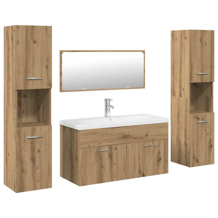 Set mobilier de baie, 5 piese, stejar artizanal, lemn prelucrat - WALTI WALTI