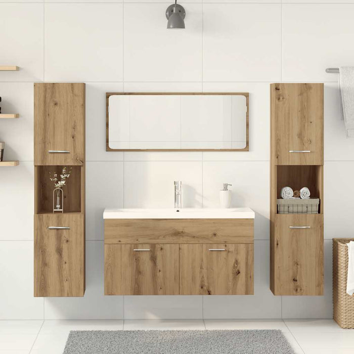 Set mobilier de baie, 5 piese, stejar artizanal, lemn prelucrat - WALTI WALTI