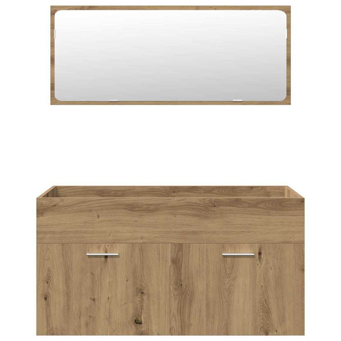 Set mobilier de baie, 5 piese, stejar artizanal, lemn prelucrat - WALTI WALTI