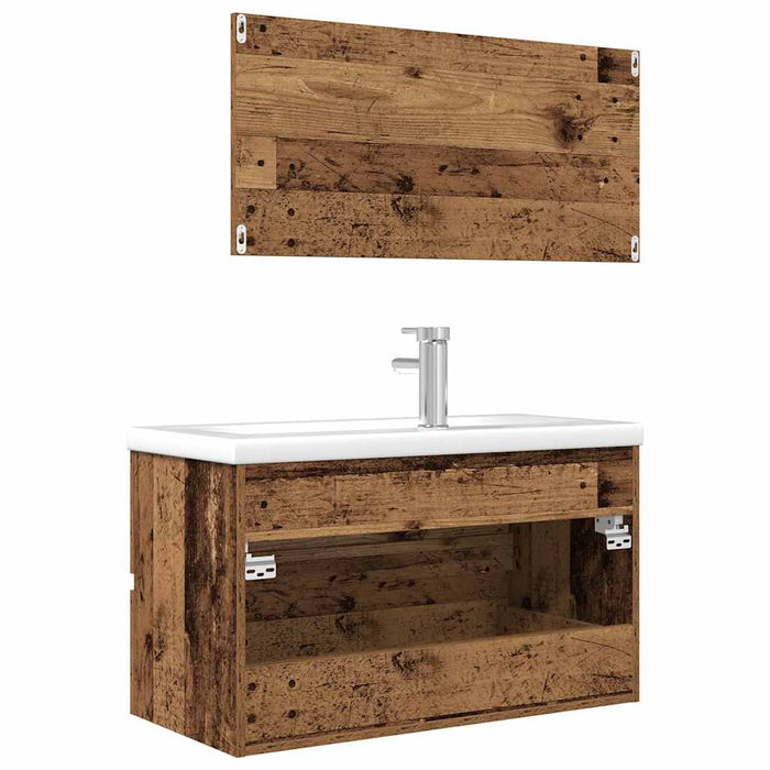 Set mobilier de baie, 3 piese, lemn vechi, lemn prelucrat - WALTI WALTI