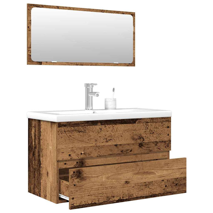 Set mobilier de baie, 3 piese, lemn vechi, lemn prelucrat - WALTI WALTI