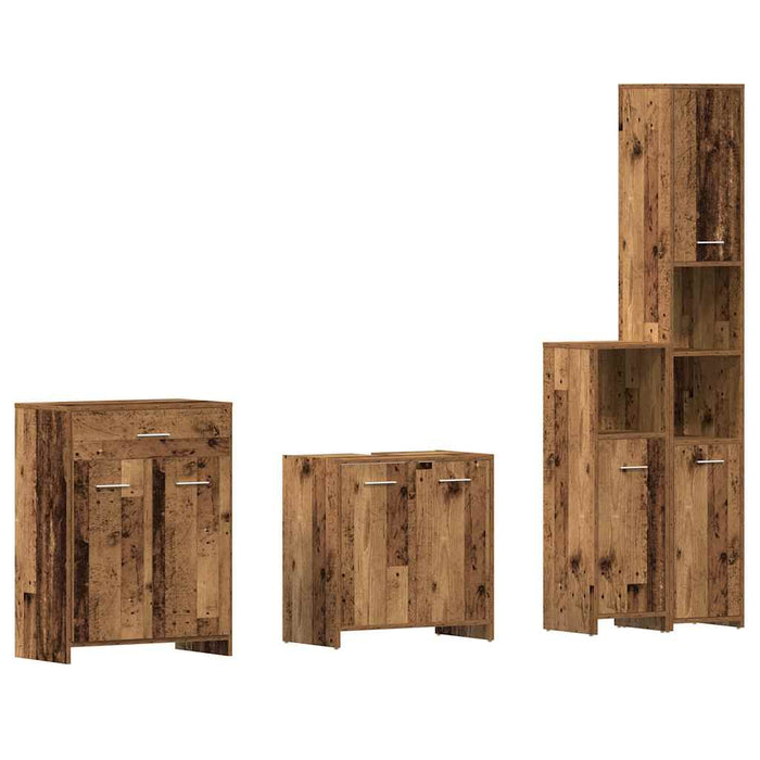 Set mobilier de baie, 4 piese, lemn vechi, lemn prelucrat - WALTI WALTI