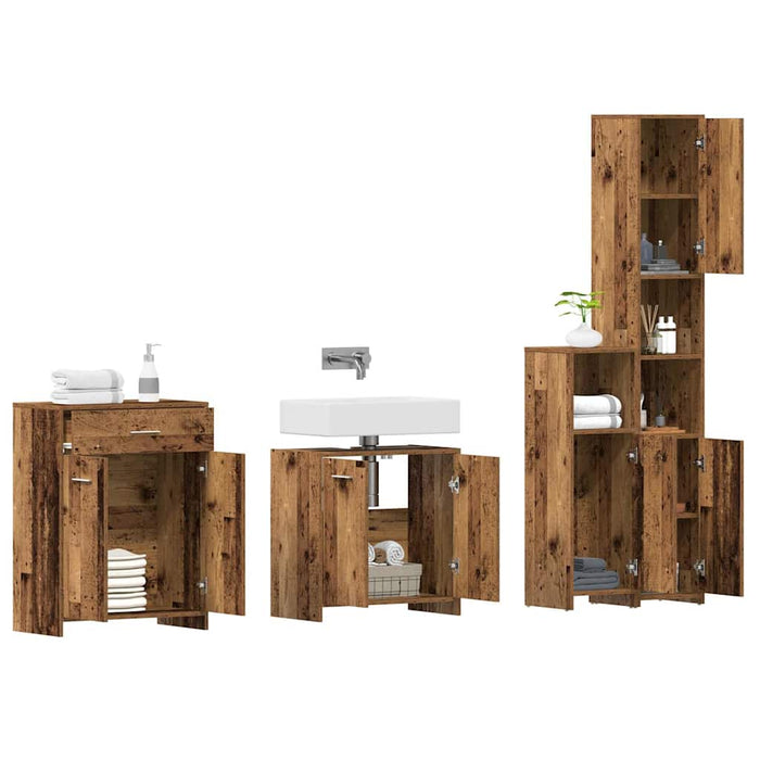 Set mobilier de baie, 4 piese, lemn vechi, lemn prelucrat - WALTI WALTI