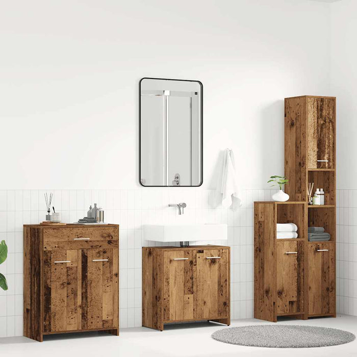 Set mobilier de baie, 4 piese, lemn vechi, lemn prelucrat - WALTI WALTI