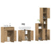 Set mobilier de baie, 4 piese, stejar artizanal, lemn prelucrat - WALTI WALTI