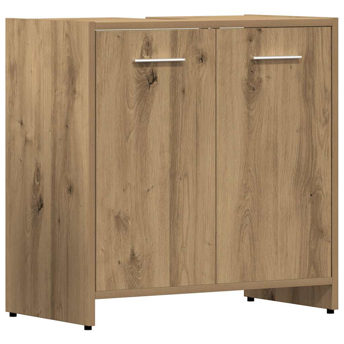 Set mobilier de baie, 4 piese, stejar artizanal, lemn prelucrat - WALTI WALTI