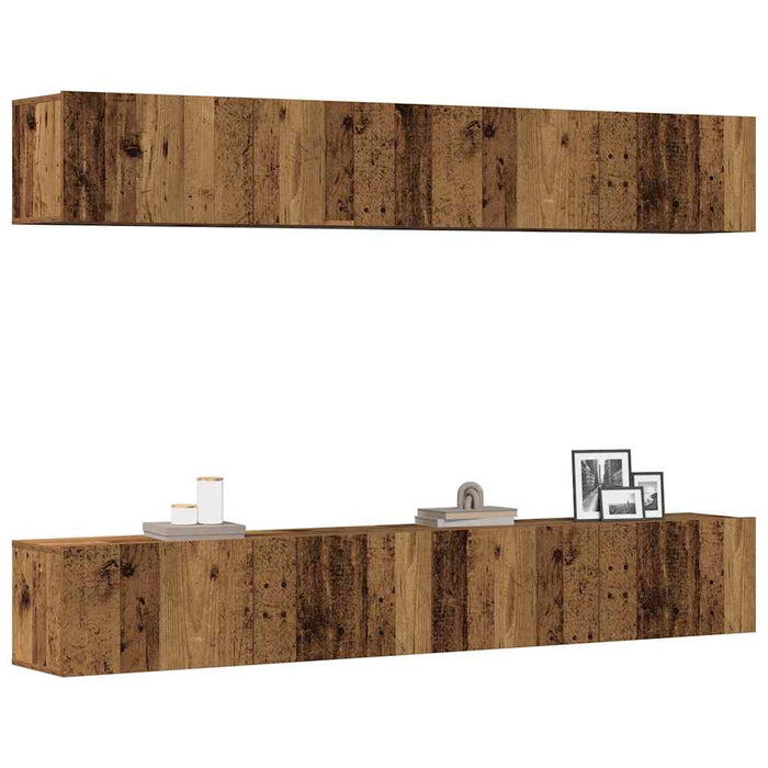 Set mobilier TV de perete cu 4 piese, lemn vechi, 100x30x30 cm - WALTI WALTI