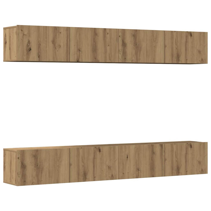 Set mobilier TV de perete cu 4 piese, stejar artizanal, 100x30x30 cm - WALTI WALTI