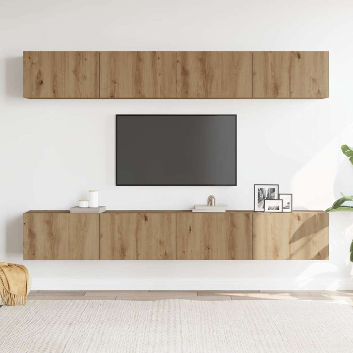 Set mobilier TV de perete cu 4 piese, stejar artizanal, 100x30x30 cm - WALTI WALTI