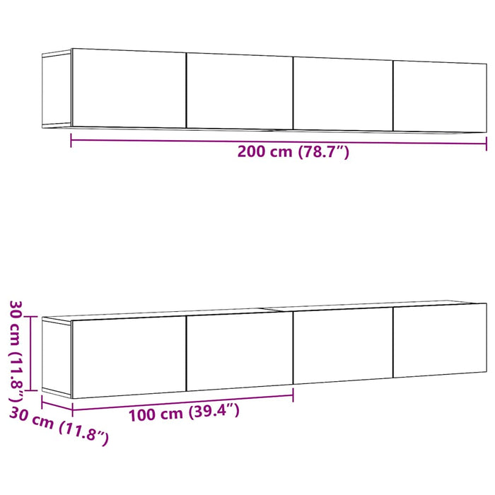 Set mobilier TV de perete cu 4 piese, stejar artizanal, 100x30x30 cm - WALTI WALTI