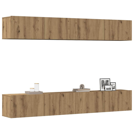 Set mobilier TV de perete cu 4 piese, stejar artizanal, 100x30x30 cm - WALTI WALTI