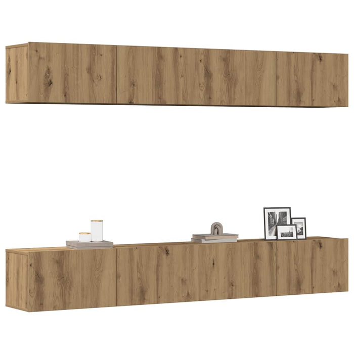 Set mobilier TV de perete cu 4 piese, stejar artizanal, 100x30x30 cm - WALTI WALTI