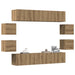 Set dulap TV 8 piese montat pe perete Stejar artizanal - WALTI WALTI