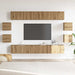 Set dulap TV 8 piese montat pe perete Stejar artizanal - WALTI WALTI