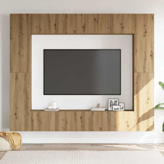 Set dulap TV 8 piese montat pe perete Stejar artizanal - WALTI WALTI