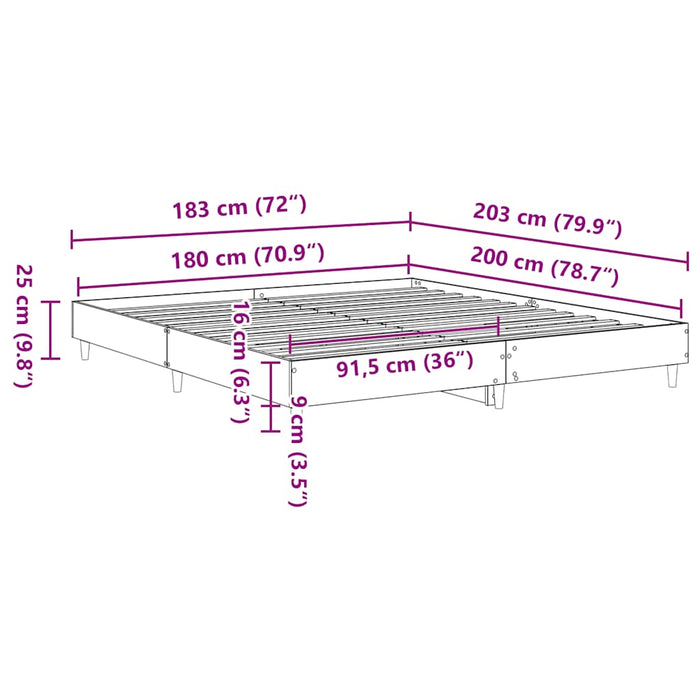 Cadru de pat fără saltea Gri Beton 180x200cm Lemn prelucrat - WALTI WALTI
