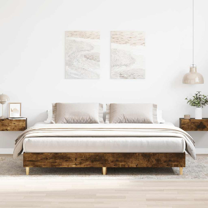 Cadru pat fără saltea stejar fumuriu 180x200cm lemn prelucrat WALTI