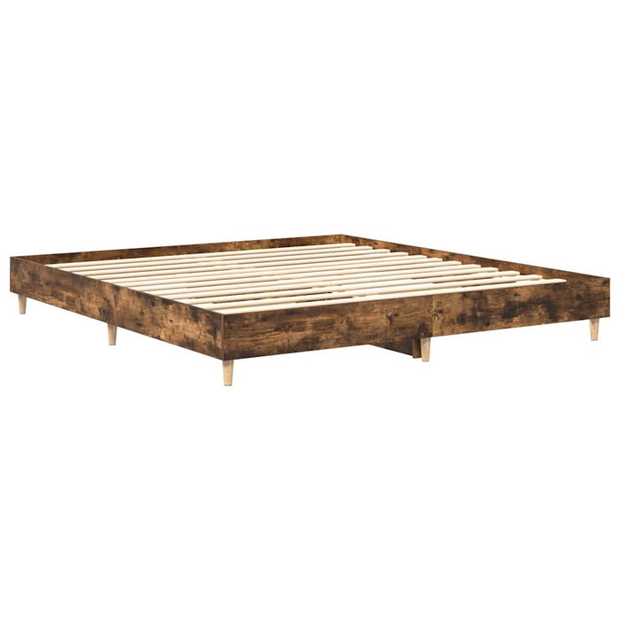 Cadru de pat fără saltea Stejar afumat 160x200cm Lemn prelucrat WALTI