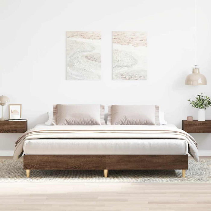 Cadru pat fără saltea stejar maro, 160x200 cm, lemn prelucrat WALTI