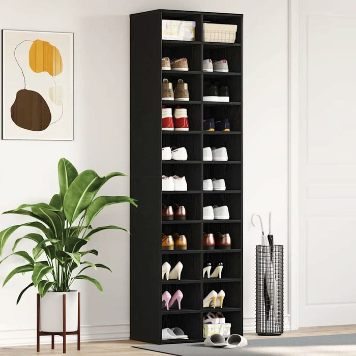 Dulap Pantofi Stejar Negru 54x34x183 cm Lemn prelucrat - WALTI WALTI