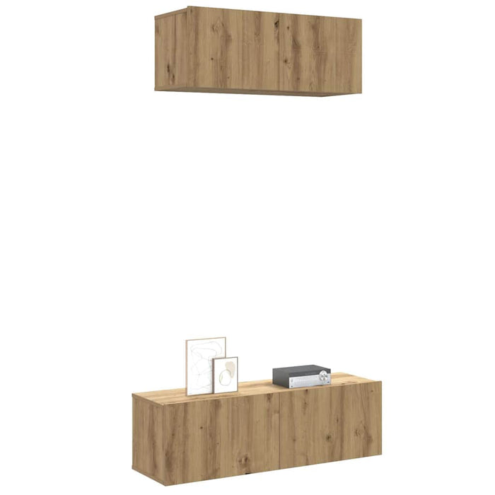 Set dulap TV 2 piese montat pe perete Stejar artizanal - WALTI WALTI
