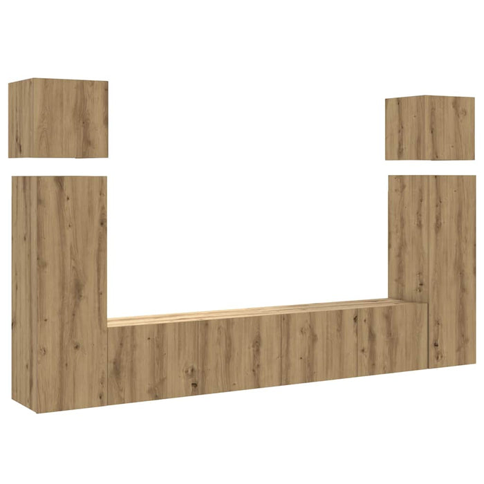 Set dulap TV 8 piese montat pe perete Stejar artizanal - WALTI WALTI