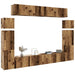 Set dulap TV 8 piese montat pe perete lemn vechi lemn prelucrat - WALTI WALTI