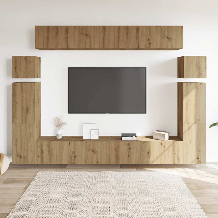 Set dulap TV 8 piese montat pe perete Stejar artizanal - WALTI WALTI