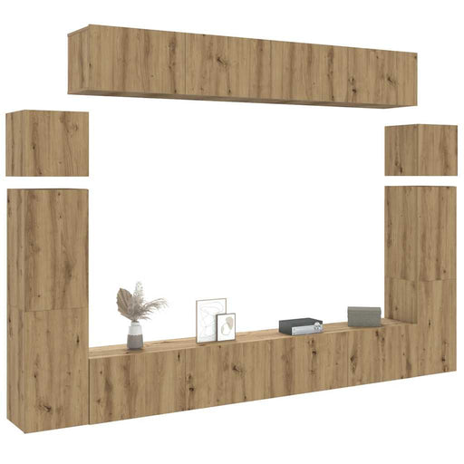 Set dulap TV 8 piese montat pe perete Stejar artizanal - WALTI WALTI