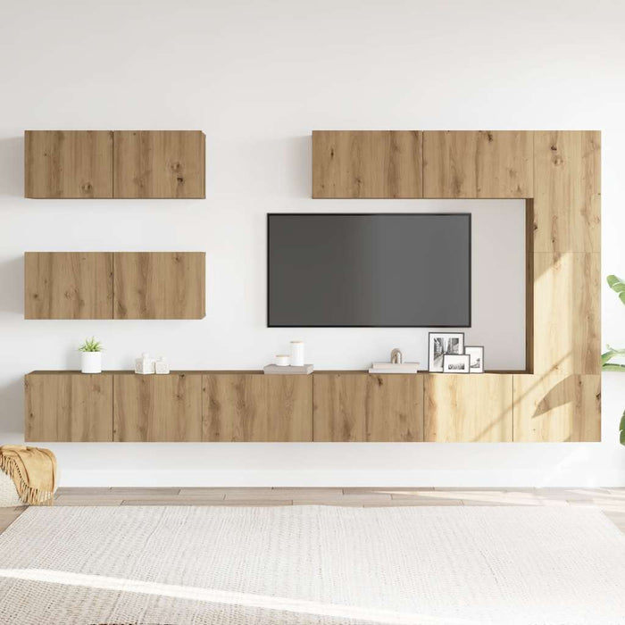 Set dulap TV 7 piese montat pe perete Stejar artizanal - WALTI WALTI