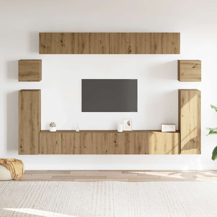 Set dulap TV 8 piese montat pe perete Stejar artizanal WALTI