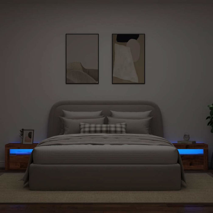 Noptiere cu LED-uri, 2 buc., Lemn vechi, 60x35x40 cm - WALTI WALTI