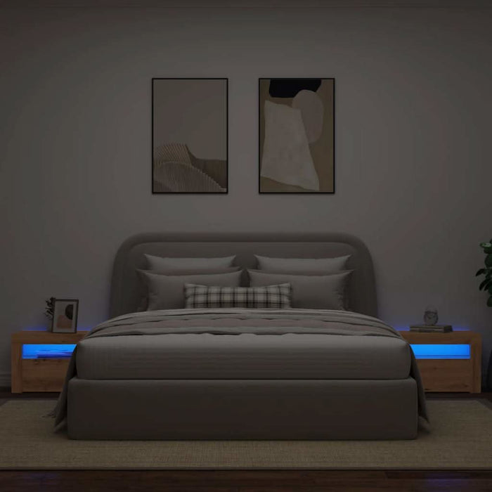 Noptiere cu lumini LED, 2 buc.,Stejar artizanal, 60x35x40 cm - WALTI WALTI