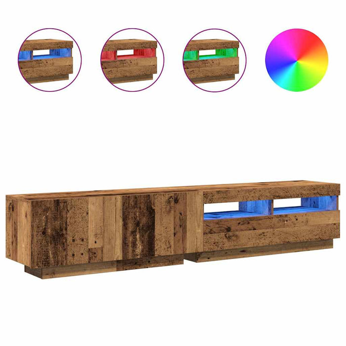 Dulap TV cu lumini LED lemn vechi 200x35x40 cm lemn prelucrat - WALTI WALTI