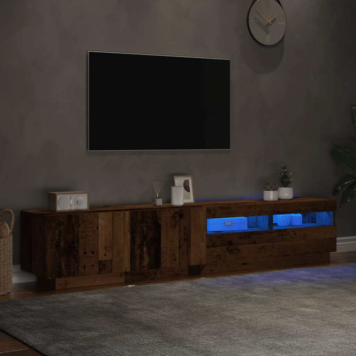 Dulap TV cu lumini LED lemn vechi 200x35x40 cm lemn prelucrat - WALTI WALTI
