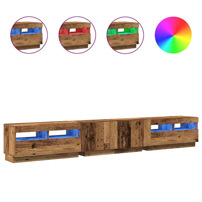 Dulap TV cu lumini LED lemn vechi 260x35x40 cm lemn prelucrat - WALTI WALTI
