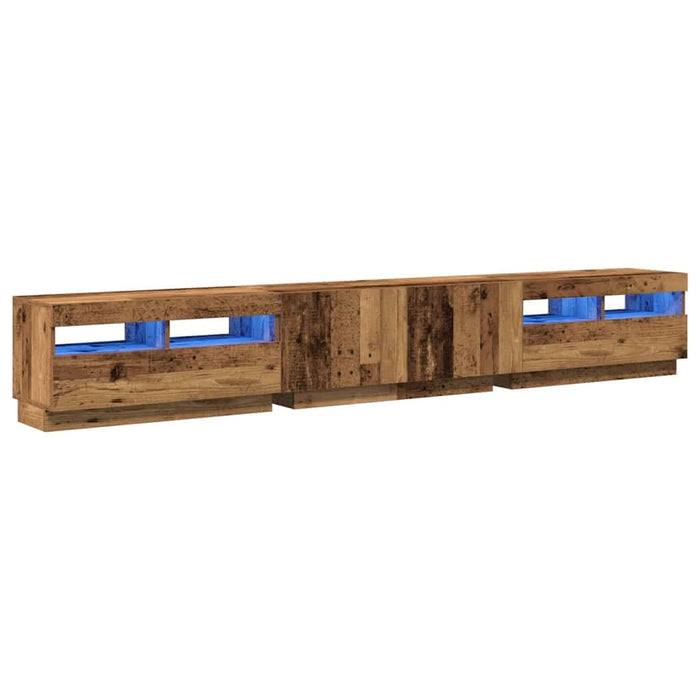 Dulap TV cu lumini LED lemn vechi 260x35x40 cm lemn prelucrat - WALTI WALTI