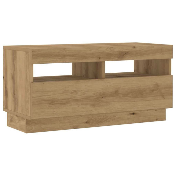 Dulap TV cu LED stejar artizanal 260x35x40 cm lemn prelucrat - WALTI WALTI