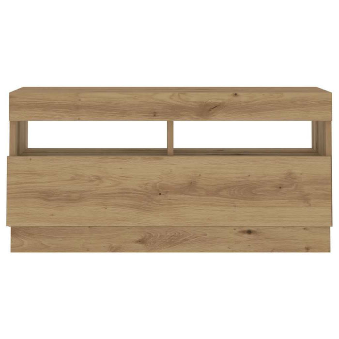 Dulap TV cu LED stejar artizanal 260x35x40 cm lemn prelucrat - WALTI WALTI